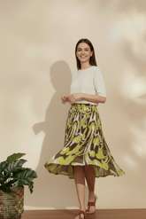 Flowy Abstract Print Midi Skirt